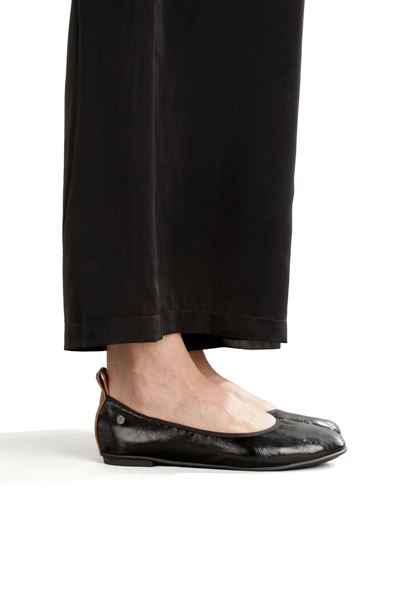 Letizia Esnek Taban Katlanabilir Siyah Rugan Babet Kadın Ayakkabı 