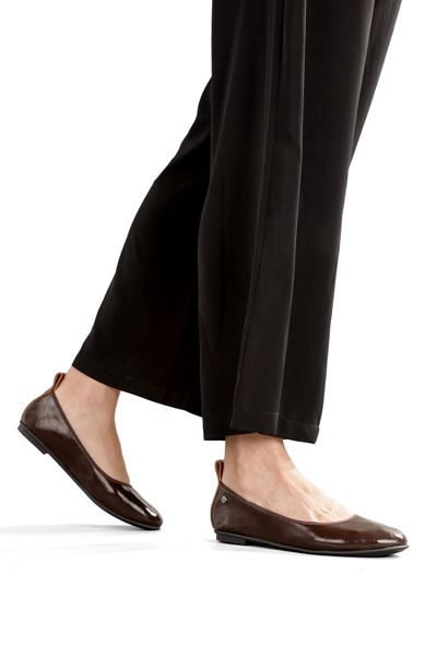 Letizia Esnek Taban Katlanabilir Kahverengi Rugan Babet Kadın Ayakkabı 