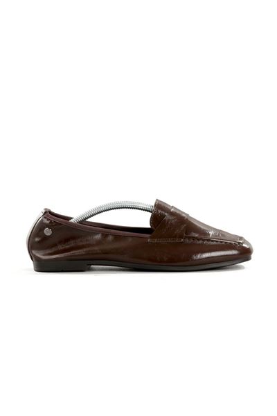 Amaranta Esnek Taban Katlanabilir Kahverengi Rugan Babet Kadın Ayakkabı 