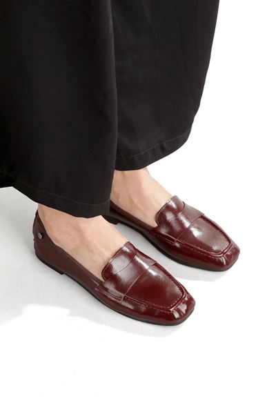 Amaranta Esnek Taban Katlanabilir Bordo Rugan Babet Kadın Ayakkabı 