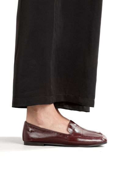 Amaranta Esnek Taban Katlanabilir Bordo Rugan Babet Kadın Ayakkabı 