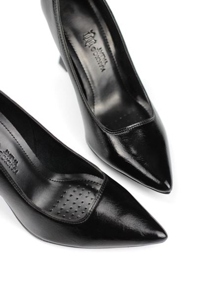 Odette Esnek Yumuşak Kaymaz Taban (10 cm) Siyah Rugan Kadın Topuklu Ayakkabı