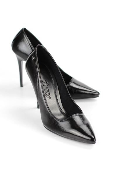 Arabella Esnek Yumuşak Kaymaz Taban (11 cm) Siyah Rugan Kadın Topuklu Ayakkabı