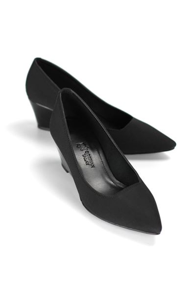 Pia Esnek Yumuşak Kaymaz Taban (4 cm) Kadın Dolgu Topuk Siyah Süet Ayakkabı