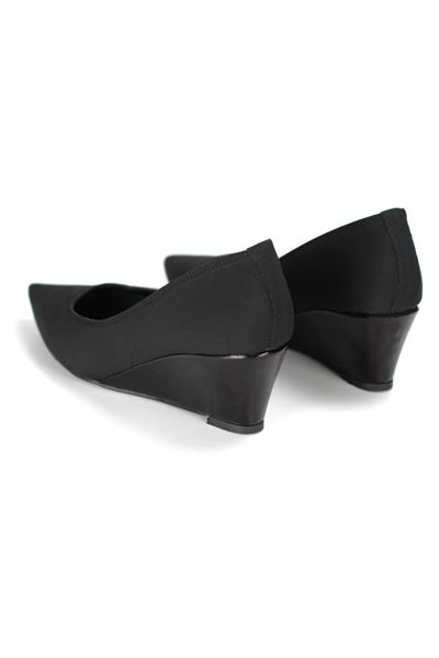 Pia Esnek Yumuşak Kaymaz Taban (4 cm) Kadın Dolgu Topuk Siyah Süet Ayakkabı