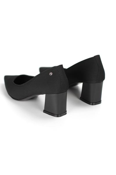 Zaneta Esnek Yumuşak Kaymaz Taban (4 cm) Kadın Kalın Topuk  Siyah Süet Ayakkabı