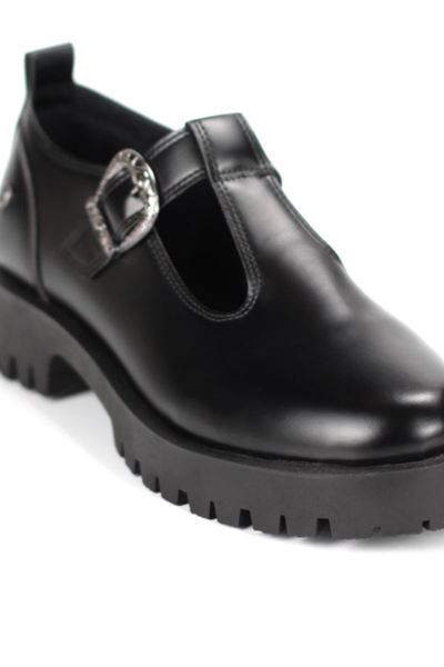 Scarlett Siyah Cillt Yan Tokalı Loafer Kadın Ayakkabı
