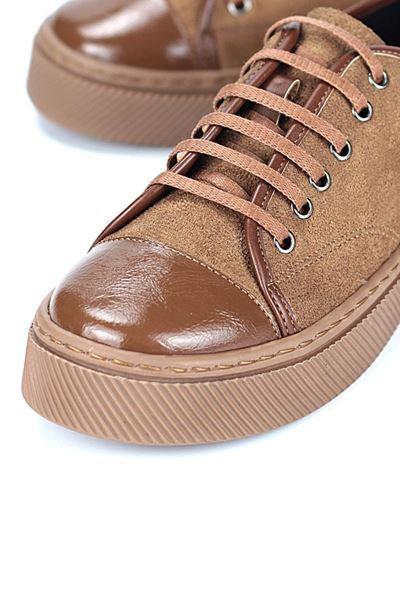 Zeta Taba Süet-Rugan Detaylı  Kadın Sneaker Spor Ayakkabı