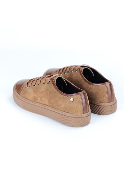 Zeta Taba Süet-Rugan Detaylı  Kadın Sneaker Spor Ayakkabı