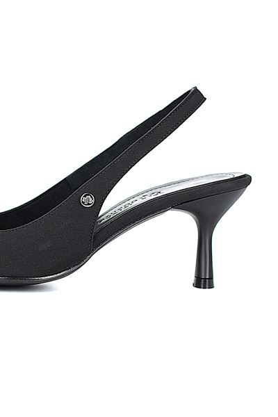 Magnolia Esnek Yumuşak Kaymaz Taban (4 cm) Siyah Süet Açık Lastikli Kadın Topuklu Ayakkabı