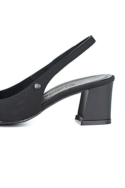 İlya Esnek Yumuşak Kaymaz Taban (4 cm) Siyah Süet  Açık Lastikli Kadın Kalın Topuklu Ayakkabı