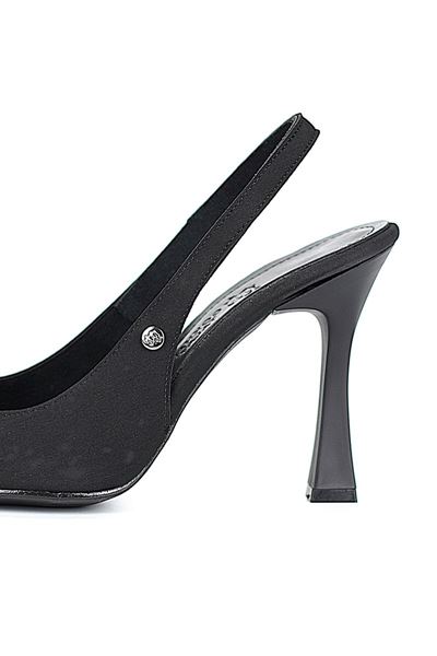 Margaret  Esnek Yumuşak Kaymaz Taban (10 cm) Siyah Süet Açık Lastikli Kadın Kalın Topuklu Ayakkabı