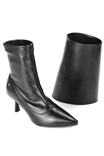 Lazuno Siyah Cilt Esnek Yumuşak Kaymaz Taban Yakalı (6cm) Streç Bot