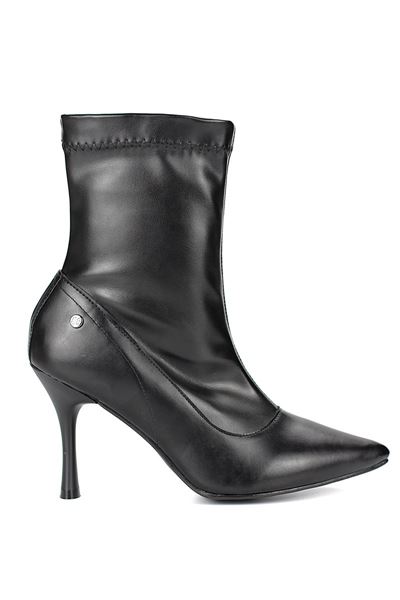 Noerelle Siyah Cilt Esnek Yumuşak Kaymaz Taban (8cm) Streç Bot