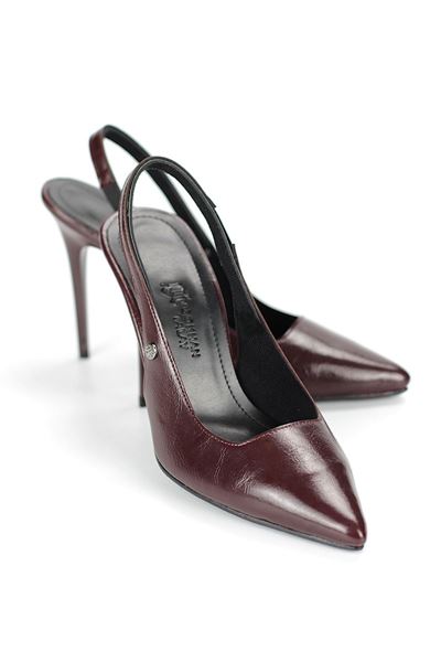 Zerina Bordo Rugan Esnek Yumuşak Kaymaz Taban İnce Topuklu (11cm) Kadın Stiletto