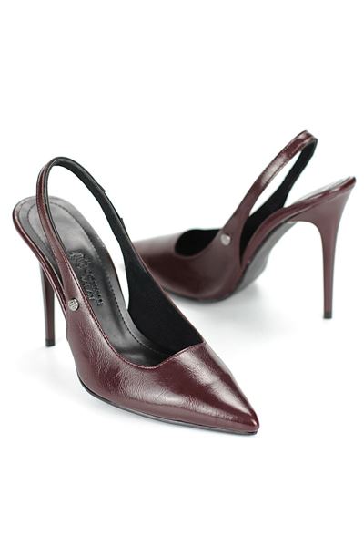 Zerina Bordo Rugan Esnek Yumuşak Kaymaz Taban İnce Topuklu (11cm) Kadın Stiletto