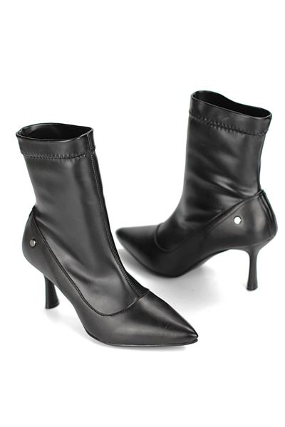 Celeste Siyah Cilt Esnek Yumuşak Kaymaz Taban (7cm) Streç Bot