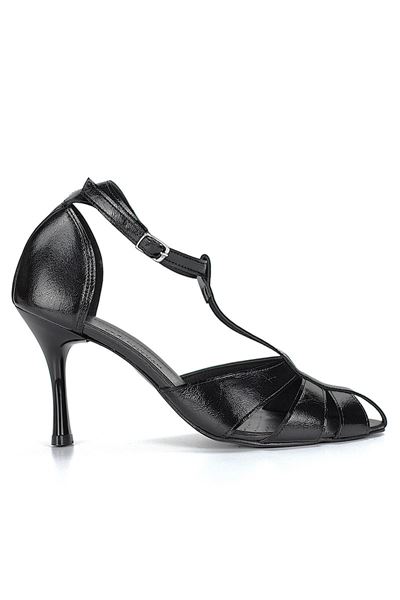 Princess Kadın Klasik Topuklu Ayakkabı Siyah Rugan 