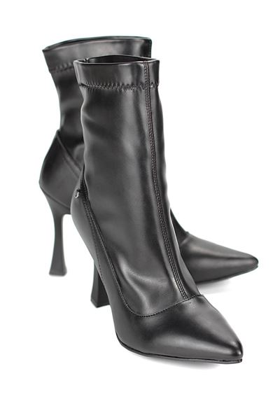 Mojito  Siyah Cilt Esnek Yumuşak Kaymaz Taban (10cm)  Streç Bot