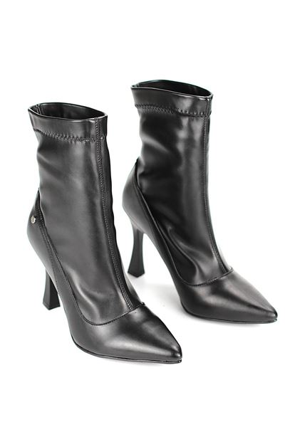 Mojito  Siyah Cilt Esnek Yumuşak Kaymaz Taban (10cm)  Streç Bot