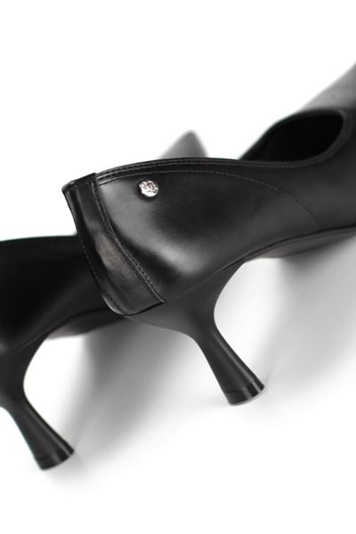 Abbey Siyah Cilt Orta Topuklu (6 cm) Klasik Topuklu Ayakkabı