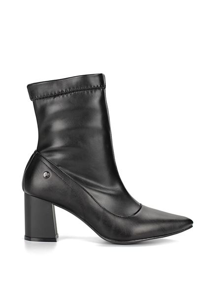 Velora Siyah Cilt Esnek Yumuşak Kaymaz Kalın Taban (6cm) Streç Bot