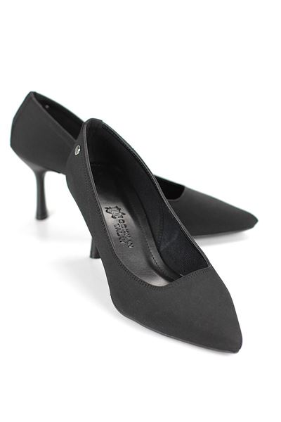 Ayça Esnek Yumuşak Kaymaz Taban (7 cm) Siyah Süet Kadın Topuklu Ayakkabı