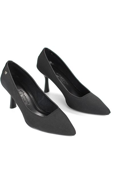 Ayça Esnek Yumuşak Kaymaz Taban (7 cm) Siyah Süet Kadın Topuklu Ayakkabı