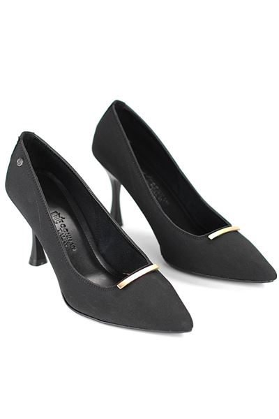 Arina Esnek Yumuşak Kaymaz Taban (8 cm) Siyah Süet İnce Çubuk Toka Kadın Topuklu Ayakkabı