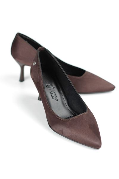 Zelia Esnek Yumuşak Kaymaz Taban (4 cm) Koyu Kahve Süet Kadın Topuklu Ayakkabı