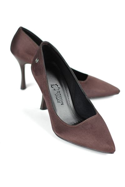 Jimena Esnek Yumuşak Kaymaz Taban (8 cm) Koyu Kahve Süet Kadın Topuklu Ayakkabı