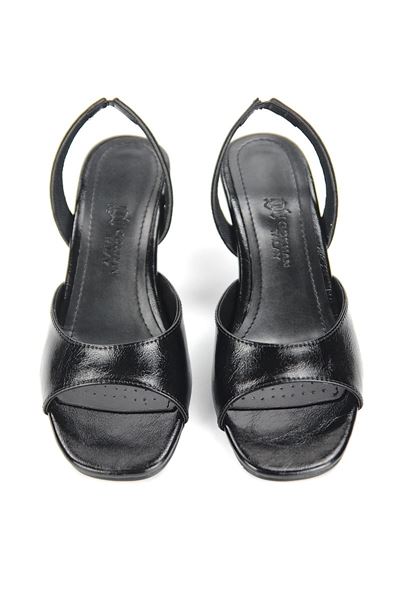 Viona Esnek Yumuşak Kaymaz Taban (8 cm) Siyah Rugan Kadın Topuklu Ayakkabı