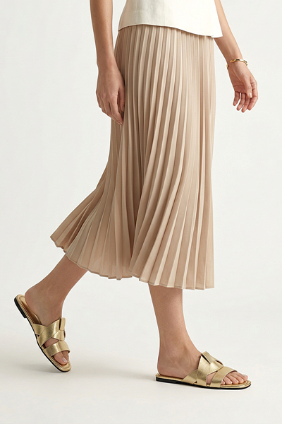 Venza Kadın Çapraz Geçme  Dore Metalik Cilt Terlik