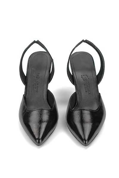 Lori Esnek Kaymaz Taban Siyah Rugan Orta Topuklu(8 cm) Klasik Topuklu Ayakkabı