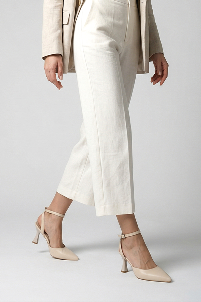 Amy Bej Cilt Orta Topuklu (6 cm) Arkası Açık Klasik Topuklu Ayakkabı