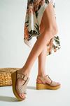 Bella Kadın Dolgu Topuklu Sandalet Nude Cilt