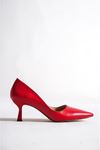 Abbey Kısa Topuklu Kadın Ayakkabı Kırmızı Cilt