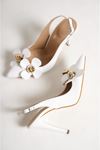 Jeffrey Kadın Topuklu Ayakkabı Beyaz Çiçekli