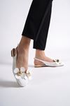 Hayes Kadın Babet Ayakkabı Beyaz Çiçekli