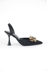 Kadın Klasik Topuklu Ayakkabı Siyah Süet Garni