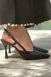 Clara Siyah Cilt Orta Topuklu(4 cm) Klasik Topuklu Ayakkabı 