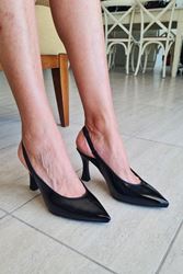 Texas Parlak Siyah Cilt Orta Topuklu (8 cm) Topuklu Ayakkabı