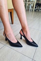 Texas Siyah Cilt Orta Topuklu (8 cm) Topuklu Ayakkabı