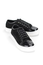 Zeta Siyah Süet-Beyaz Taban- Rugan Detaylı  Kadın Sneaker Spor Ayakkabı