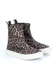 Lotus Leopar Arka Fermuarlı K adın Kısa Bot