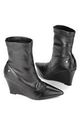 Zeydra Siyah Esnek Yumuşak Kaymaz Taban Dolgu Topuklu( 8 cm) Streç Bot