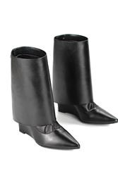Avenzia  Siyah Esnek Yumuşak Kaymaz Taban Dolgu Topuklu Yakalı ( 8 cm) Streç Bot