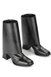 Lunelle Siyah Cilt Esnek Yumuşak Kaymaz Taban Köşeli Topuk (6cm) Streç Bot