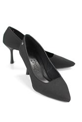 Ayça Esnek Yumuşak Kaymaz Taban (7 cm) Siyah Süet Kadın Topuklu Ayakkabı