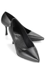 Ayça Esnek Yumuşak Kaymaz Taban (7 cm) Siyah Cilt Kadın Topuklu Ayakkabı